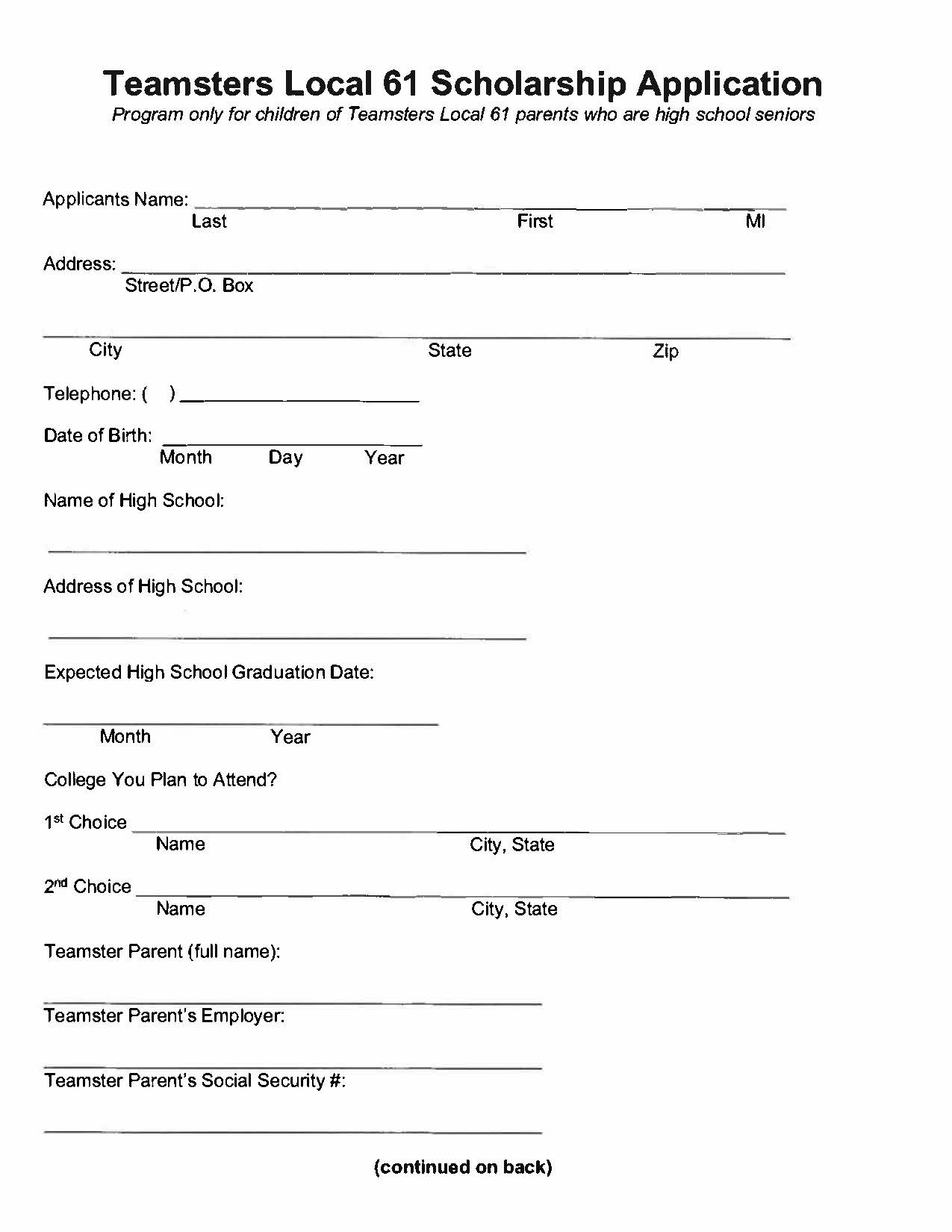 2026 Local 61 Scholarship Page 2